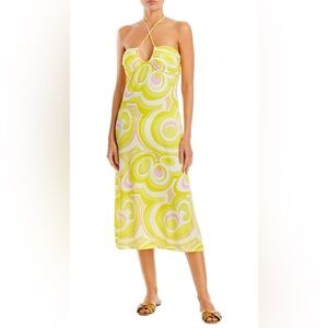 Aqua Swim Women Halter Printed Swim Coverup Dress Yellow Size XLarge NWT